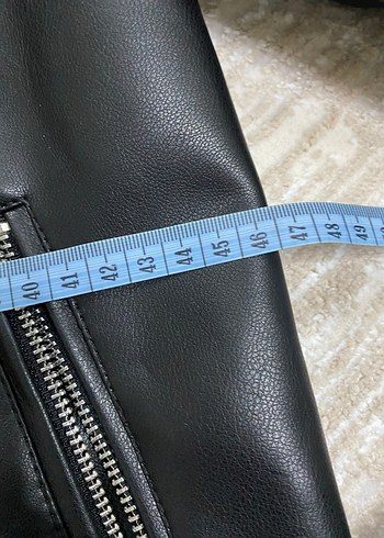 siyah pull and bear deri ceket - Görsel 3