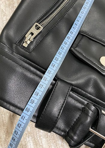 siyah pull and bear deri ceket - Görsel 2