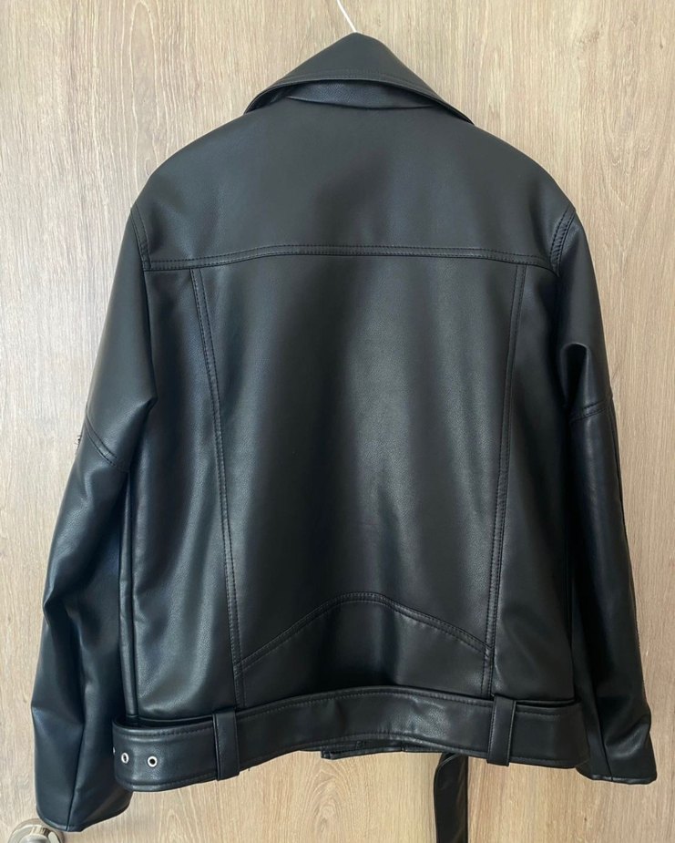 siyah pull and bear deri ceket - Görsel 4