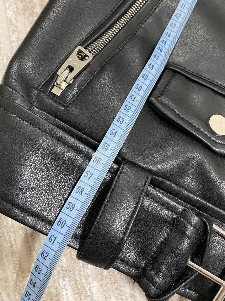 siyah pull and bear deri ceket - Görsel 2