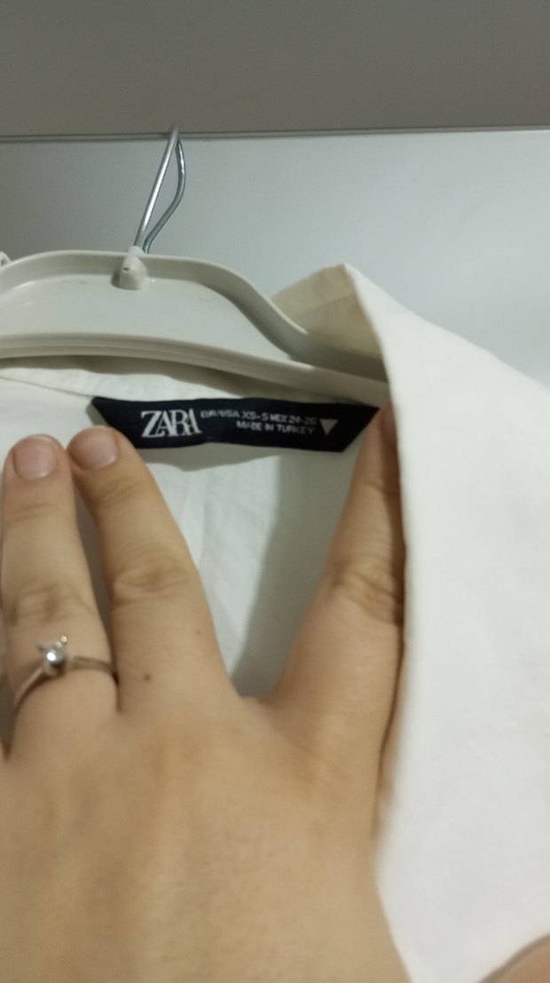 Zara Beyaz Midi Pamuklu Kadın Gömlek - Görsel 3