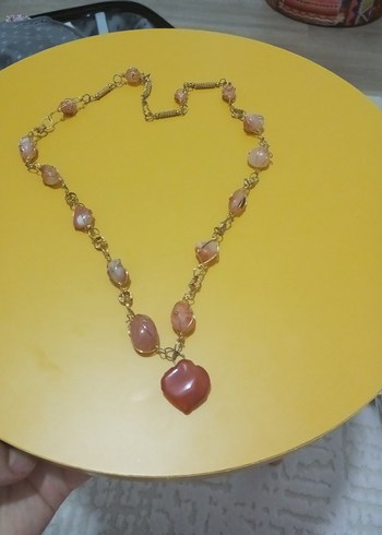 Pembe Boncuklu Uzun Bohem Kolye - Görsel 3