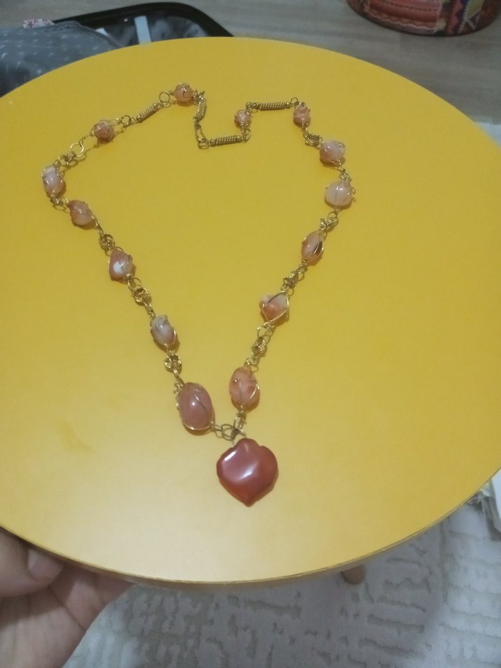 Pembe Boncuklu Uzun Bohem Kolye - Görsel 2