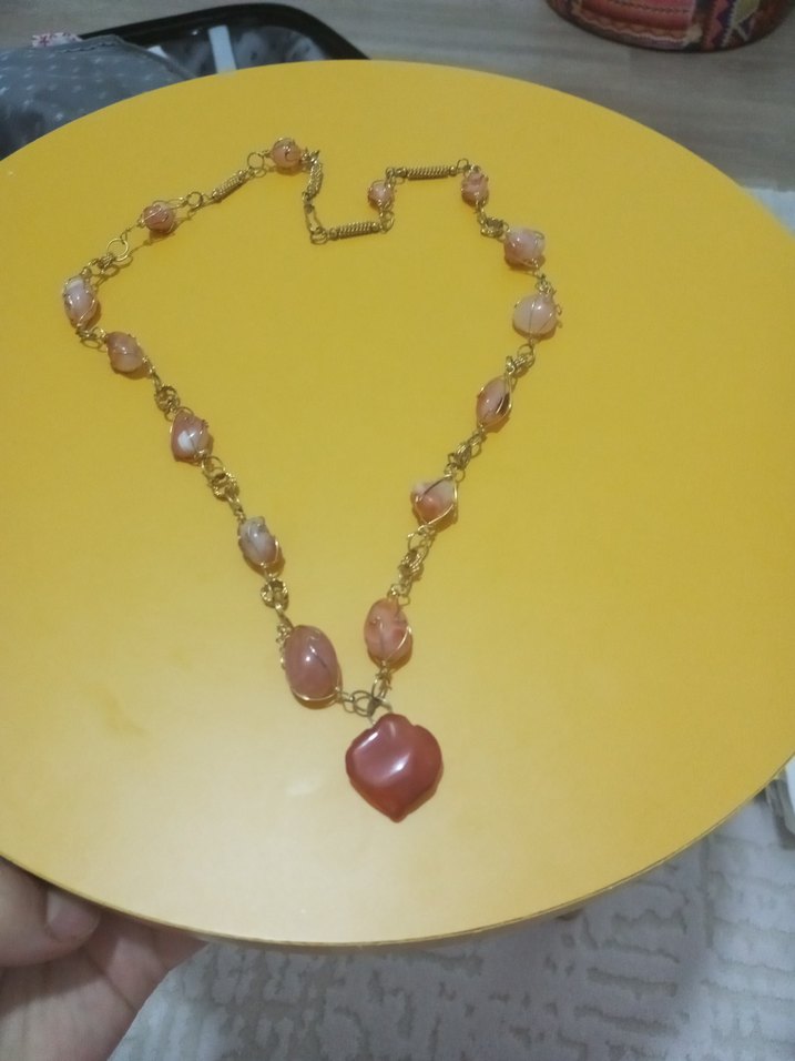 Pembe Boncuklu Uzun Bohem Kolye - Görsel 4