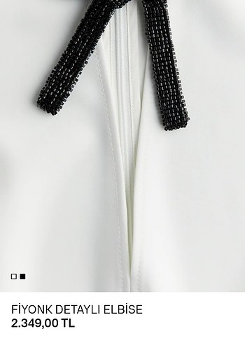 Fiyonklu Beyaz Midi Elbise - Görsel 2