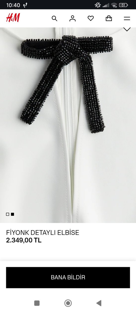 Fiyonklu Beyaz Midi Elbise - Görsel 2