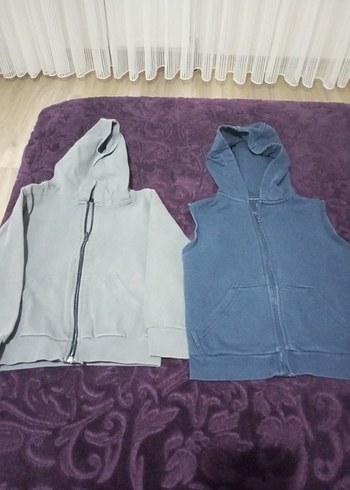 Gri Kapüşonlu Erkek Çocuk Fermuarlı Sweatshirt - Görsel 2