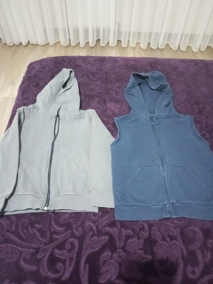 Gri Kapüşonlu Erkek Çocuk Fermuarlı Sweatshirt - Görsel 2