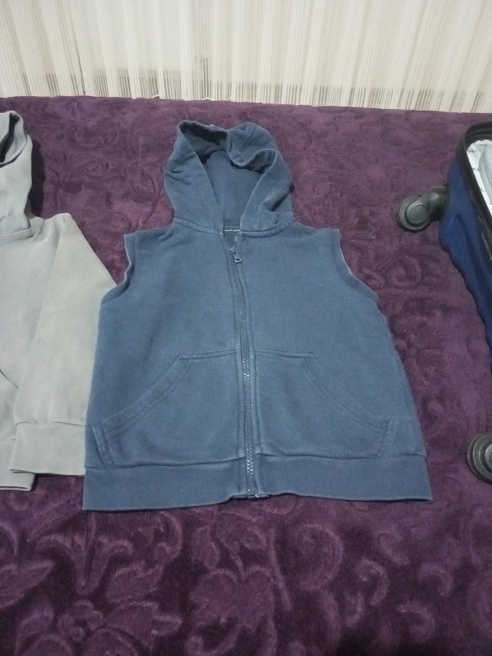 Gri Kapüşonlu Erkek Çocuk Fermuarlı Sweatshirt - Görsel 3