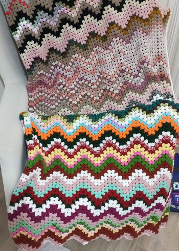 Renkli Dalga Desenli Örgü Battaniye - Görsel 2