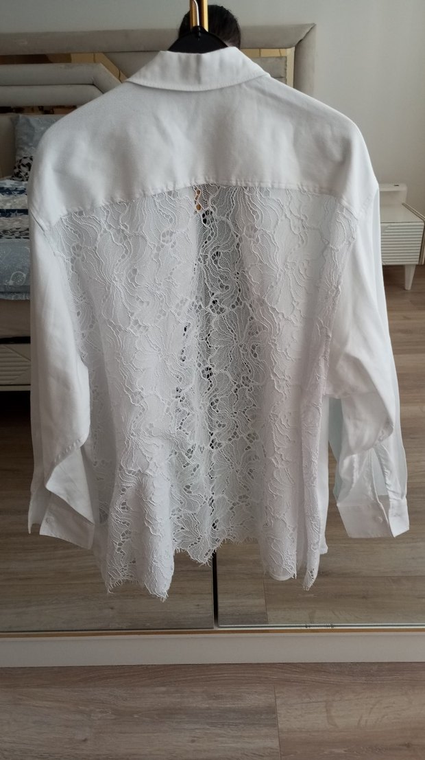 Dantel Detaylı Bohem Beyaz Kadın Gömlek - Görsel 2