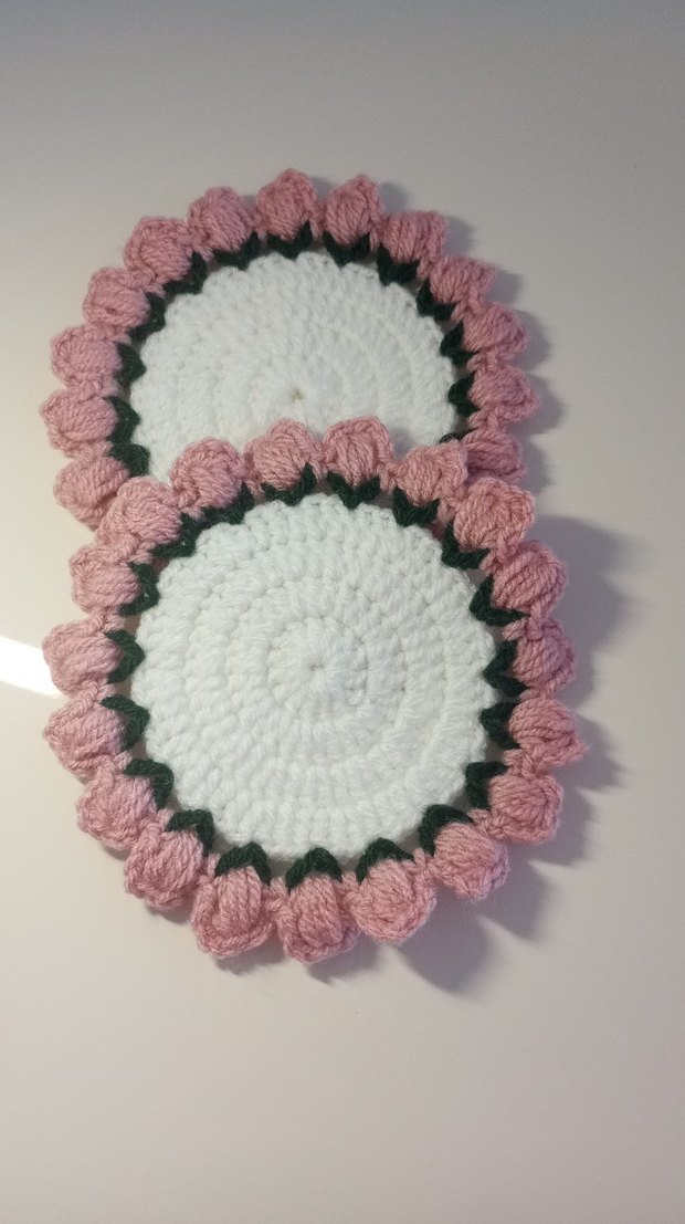 El Örgüsü Çiçek Desenli Yuvarlak bardak altlığı - Görsel 3