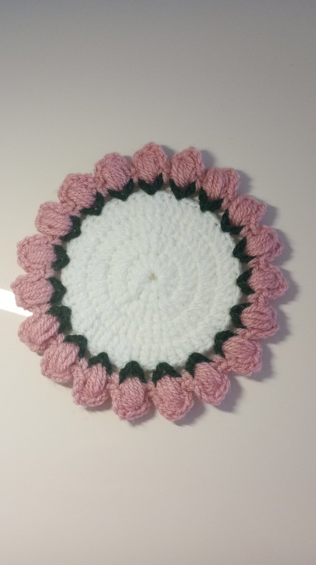 El Örgüsü Çiçek Desenli Yuvarlak bardak altlığı - Görsel 4