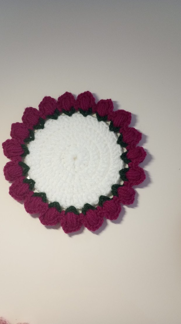 El Örgüsü Çiçek Desenli Yuvarlak bardak altlığı - Görsel 5