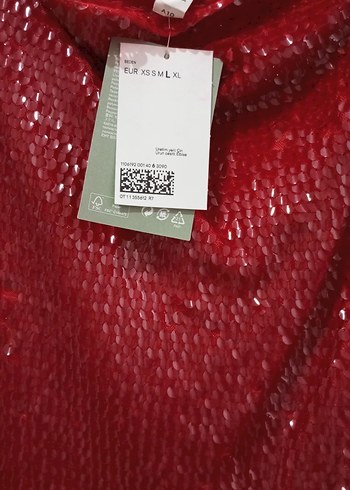 Kırmızı Parlak Yılan Desenli Midi Elbise - Görsel 7