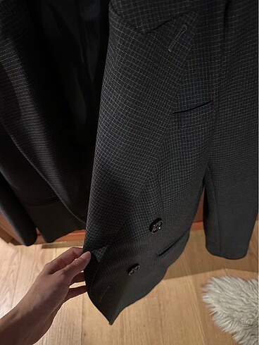 36 Beden gri Renk Kareli blazer ceket