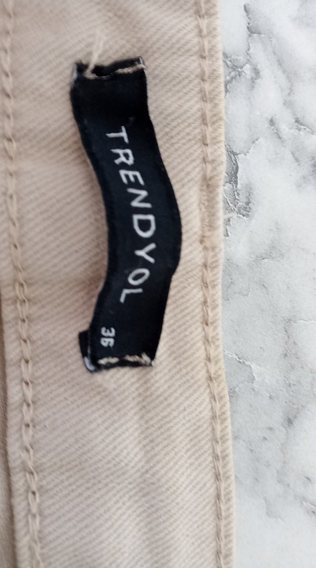 Bej Bol Kesim Keten Kadın Pantolon - Görsel 4