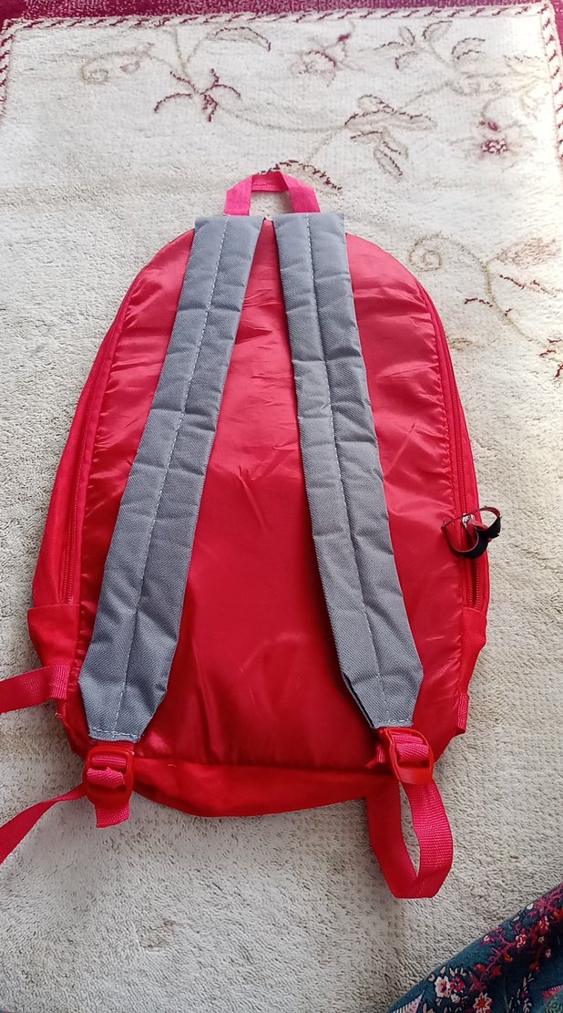 Kırmızı-Gri Fermuarlı Kadın Sırt Çantası - Görsel 2