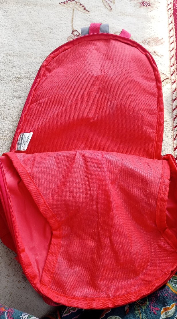 Kırmızı-Gri Fermuarlı Kadın Sırt Çantası - Görsel 3