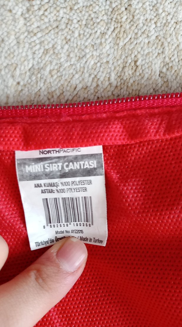 Kırmızı-Gri Fermuarlı Kadın Sırt Çantası - Görsel 4