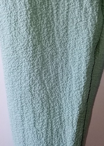 Gri V Yaka Fırfırlı Keten Bluz - Görsel 6