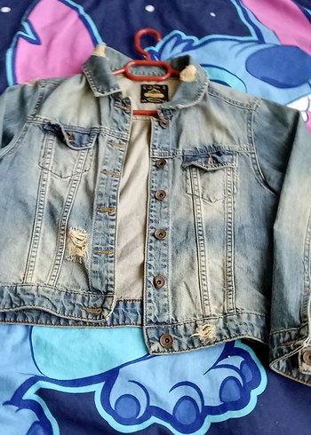 Düğmeli Gri Kadın Denim Ceket - Görsel 8