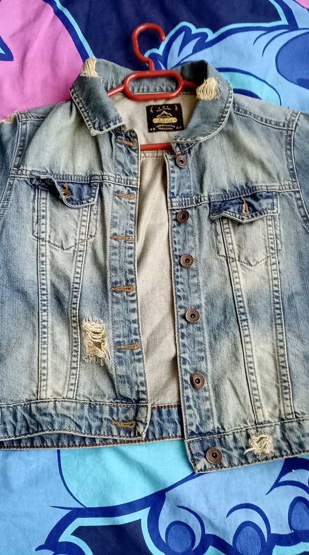 Düğmeli Gri Kadın Denim Ceket - Görsel 5