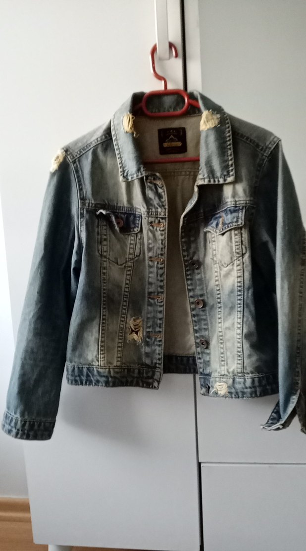 Düğmeli Gri Kadın Denim Ceket - Görsel 2