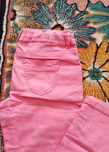LC Waikiki Düğmeli Pembe Kız Pantolonu