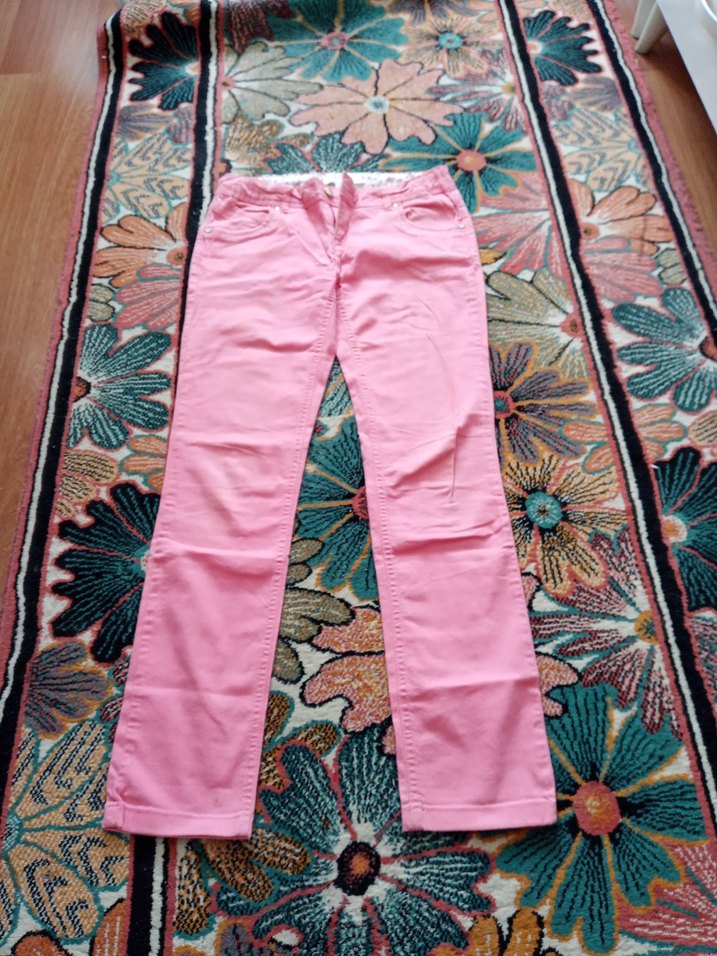 Düğmeli Pembe Kız Pantolonu - Görsel 3