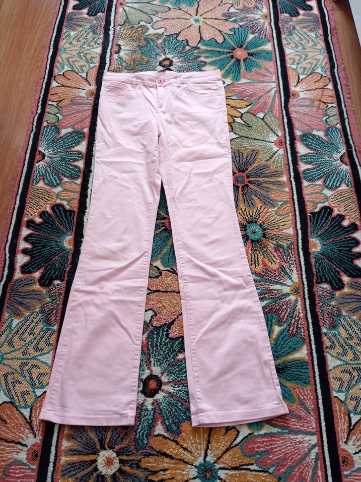 Pembe Midi Kumaş Kadın Pantolon - Görsel 3