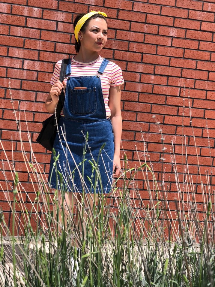 Kadın Mavi Denim Askılı Midi Elbise - Görsel 2