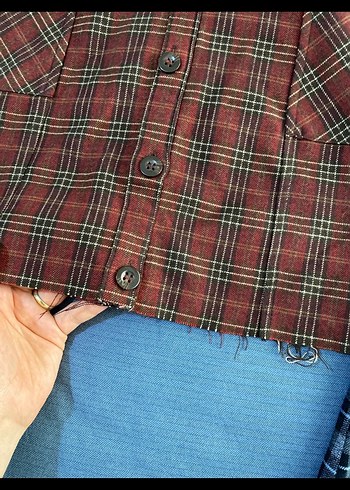 2 adet Kadın Ekoseli Düğmeli Askılı jile - Görsel 5