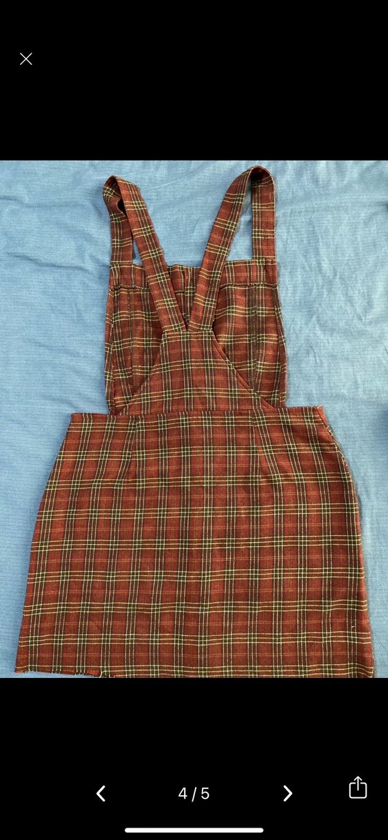 2 adet Kadın Ekoseli Düğmeli Askılı jile - Görsel 4