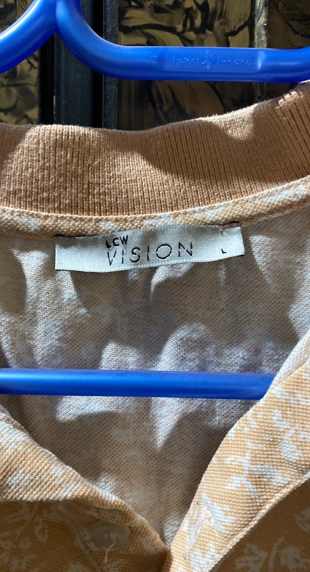 Bej Desenli Düğmeli Erkek Polo Tişört - Görsel 2