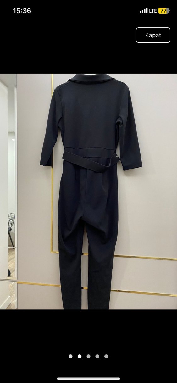 Kadın Siyah Uzun Tulum Kemerli - Görsel 2