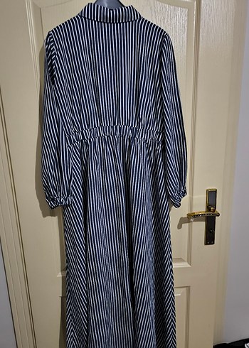 Kadın Lacivert Zebra Desenli Uzun Elbise - Görsel 3