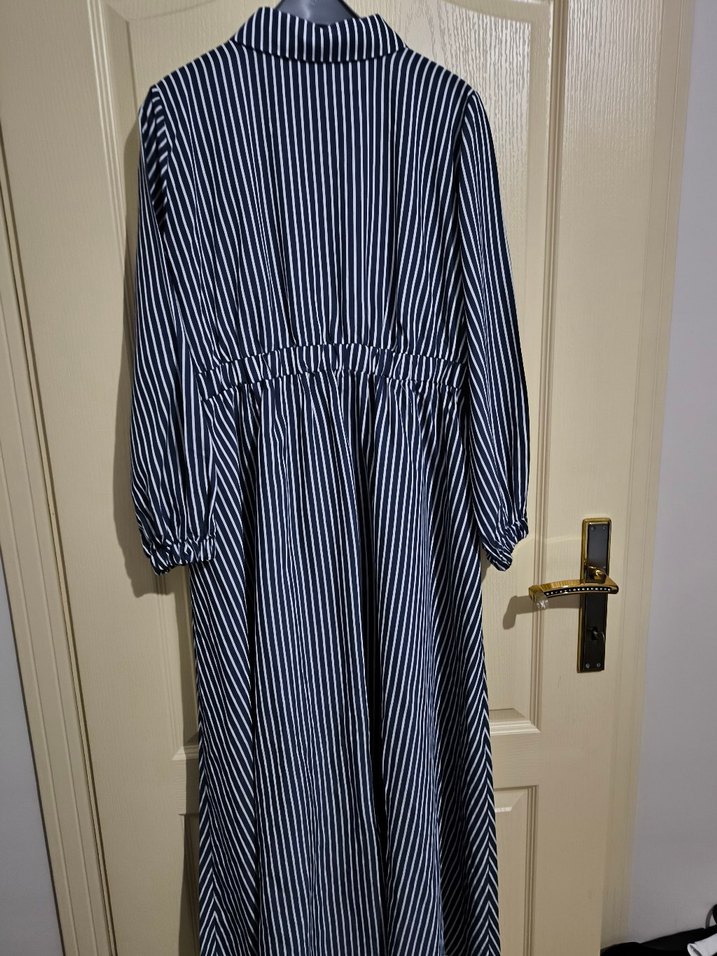 Kadın Lacivert Zebra Desenli Uzun Elbise - Görsel 3