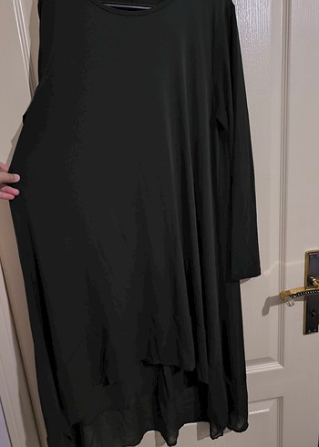 Koyu yeşil Uzun Kollu Salaş Kadın Tunik - Görsel 2