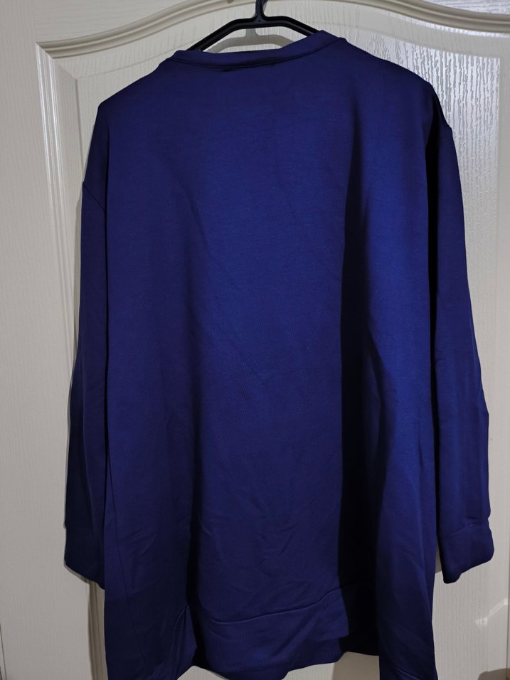 Kadın Lacivert Uzun Kollu Salaş Sweatshirt tunik - Görsel 2