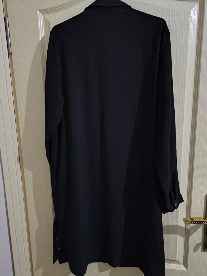 Siyah Düğmeli Uzun Kollu Kadın gömlek Tunik - Görsel 2