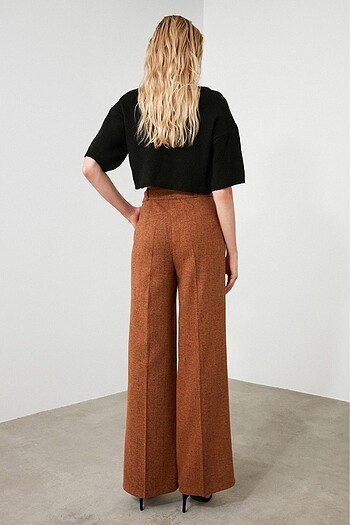 Kiremit Kemerli Bol Paça Pantolon - Görsel 4