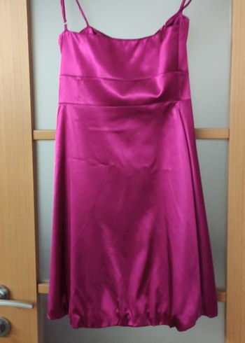 Parlak Mor Drapeli Midi Abiye Elbise - Görsel 2