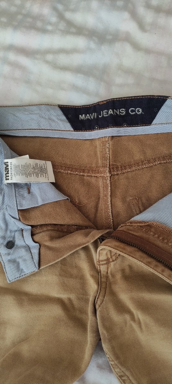 Düğmeli Bej Süet Erkek Pantolon - Görsel 3