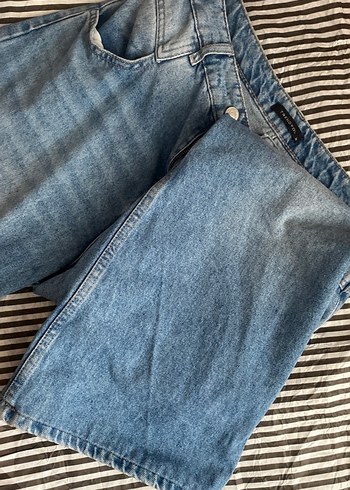 38 Beden Mavi Kadın Bol paça Denim Pantolon