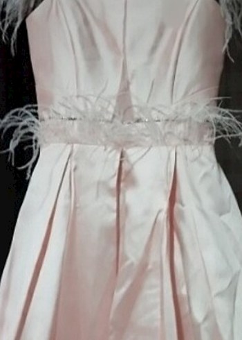 Kız Çocuk Pembe Saten Kürklü Elbise - Görsel 3