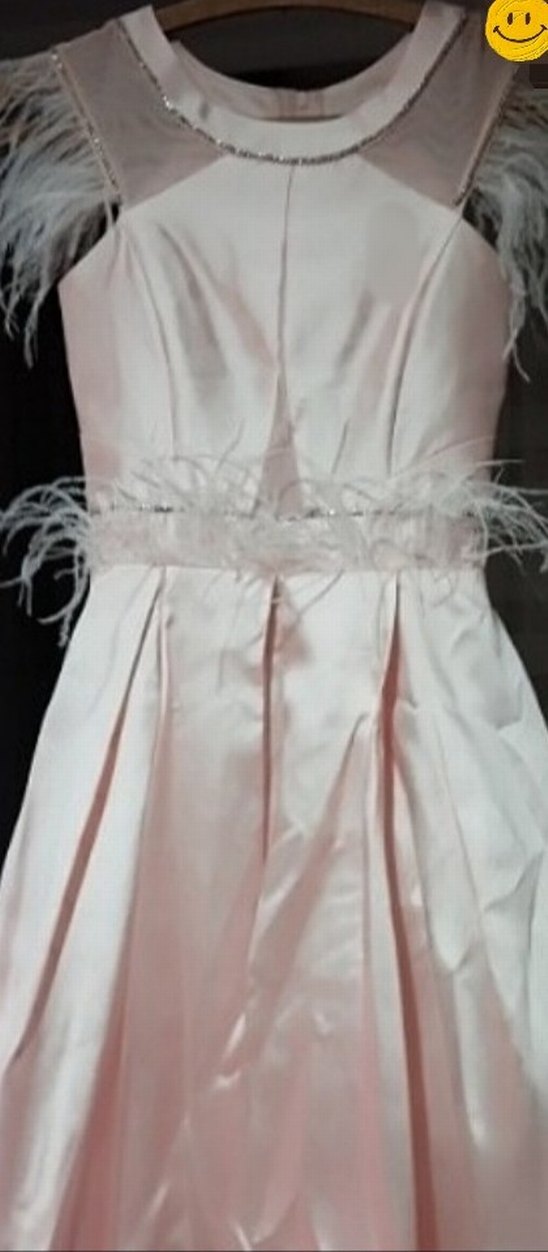 Kız Çocuk Pembe Saten Kürklü Elbise - Görsel 3