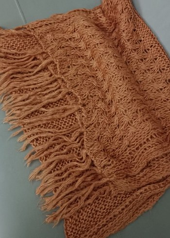 Kadın Bohem Örgü Şal Bej omuz şal atkı - Görsel 3