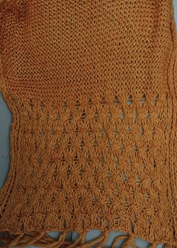 Kadın Bohem Örgü Şal Bej omuz şal atkı - Görsel 2