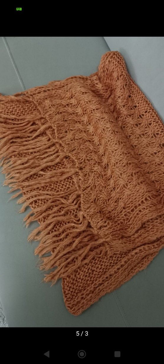 Kadın Bohem Örgü Şal Bej omuz şal atkı - Görsel 3